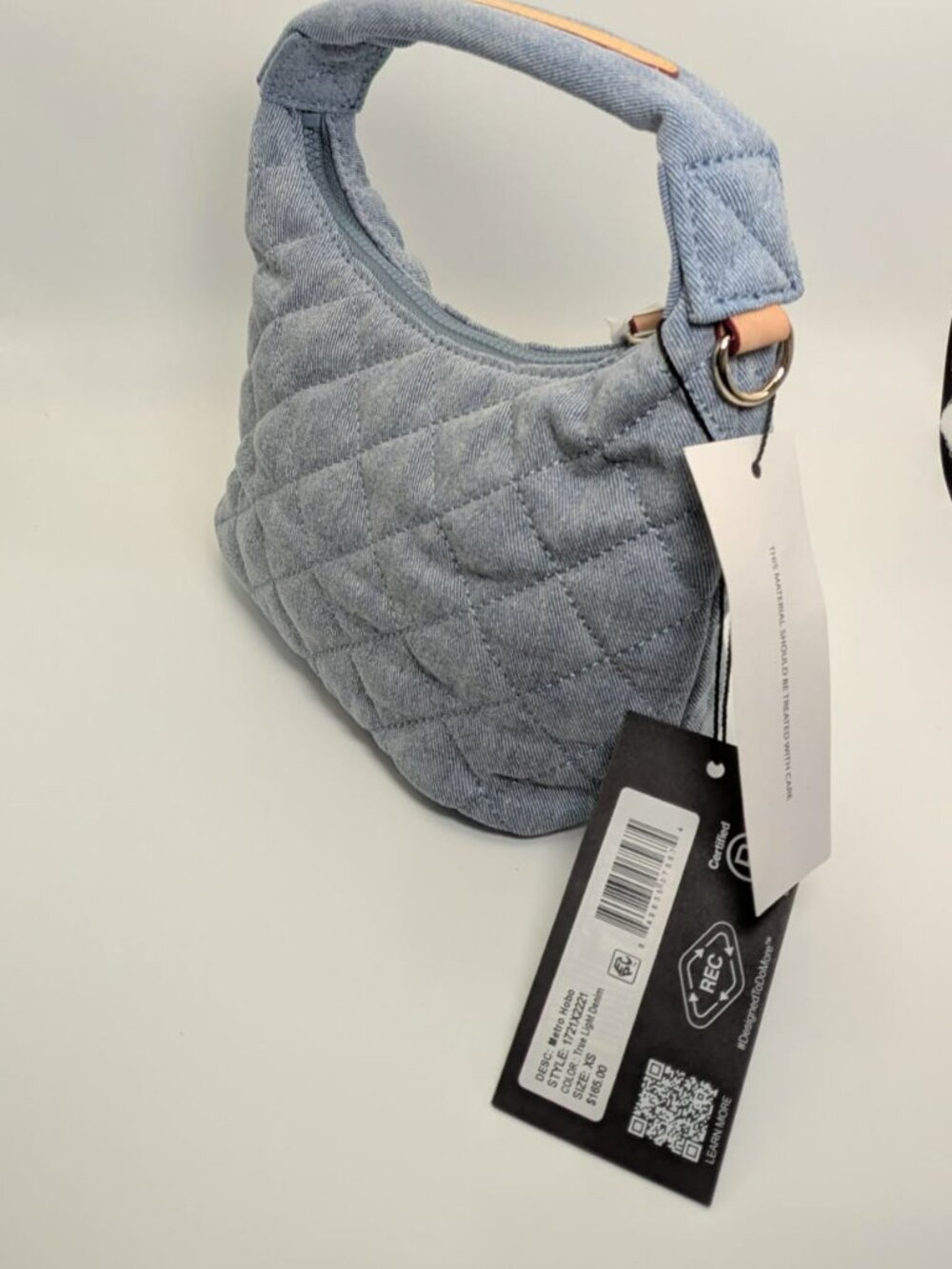 NWT MZ Wallace Mini Metro Hobo Crossbody Bag in Light Denim Blue Quilted - Picture 7 of 8